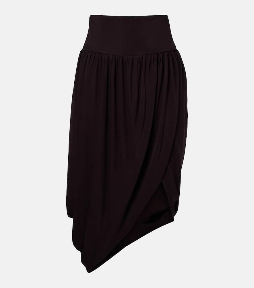 alaïa twisted asymmetric jersey midi skirt