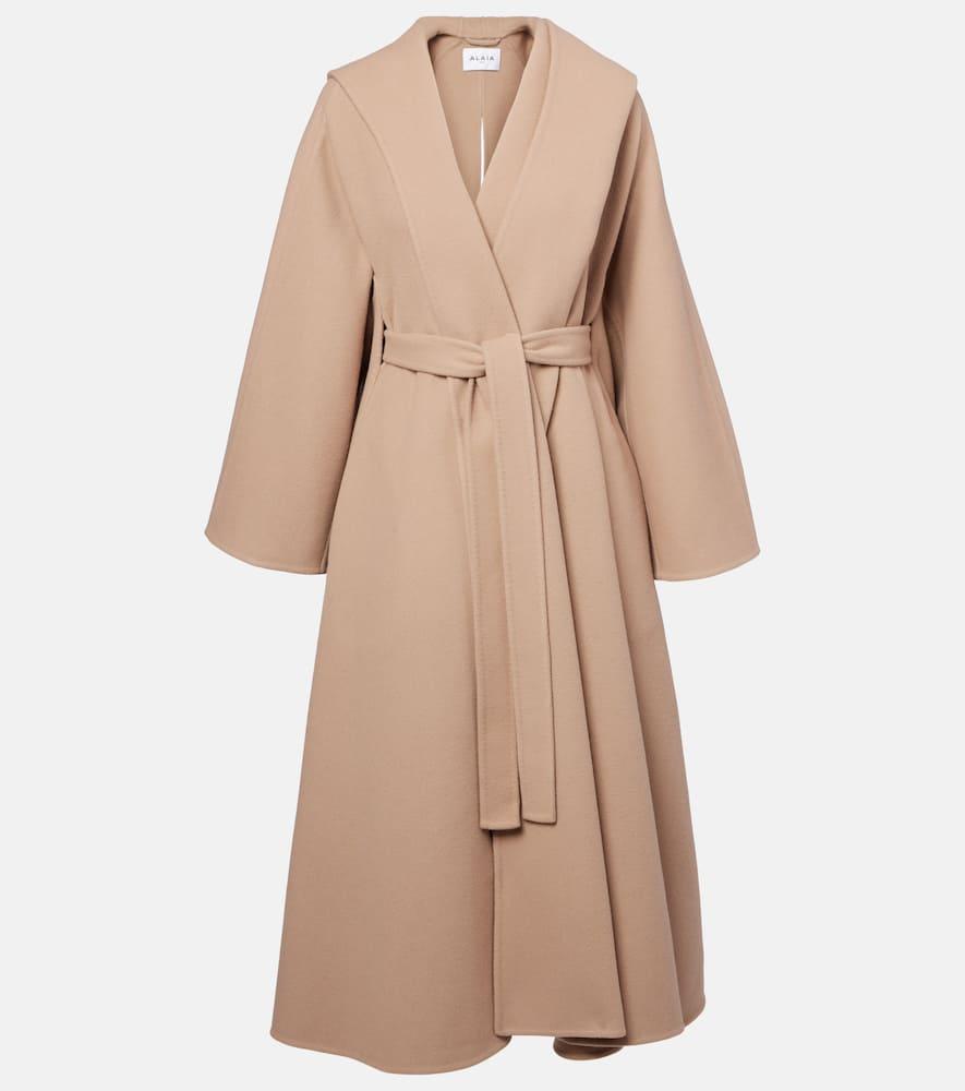alaïa wool and cashmere wrap coat