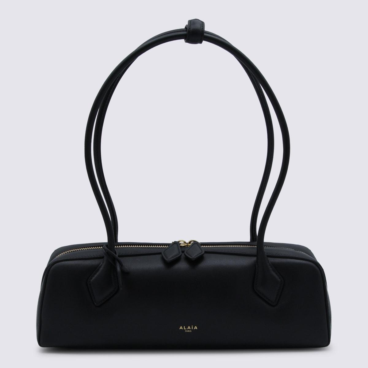 alaia black leather le teckel medium shoulder bag