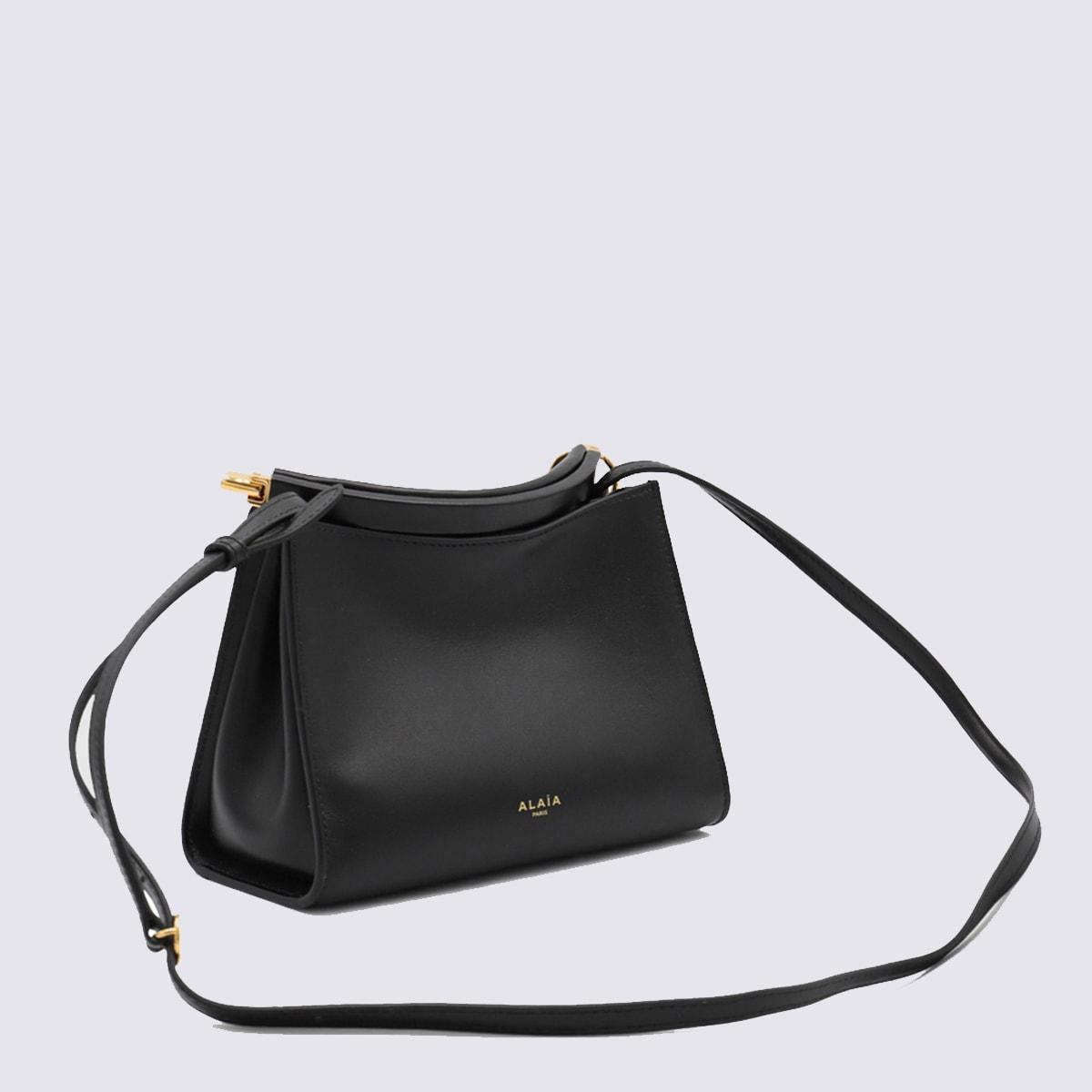 alaia black leather small square crossbody bag