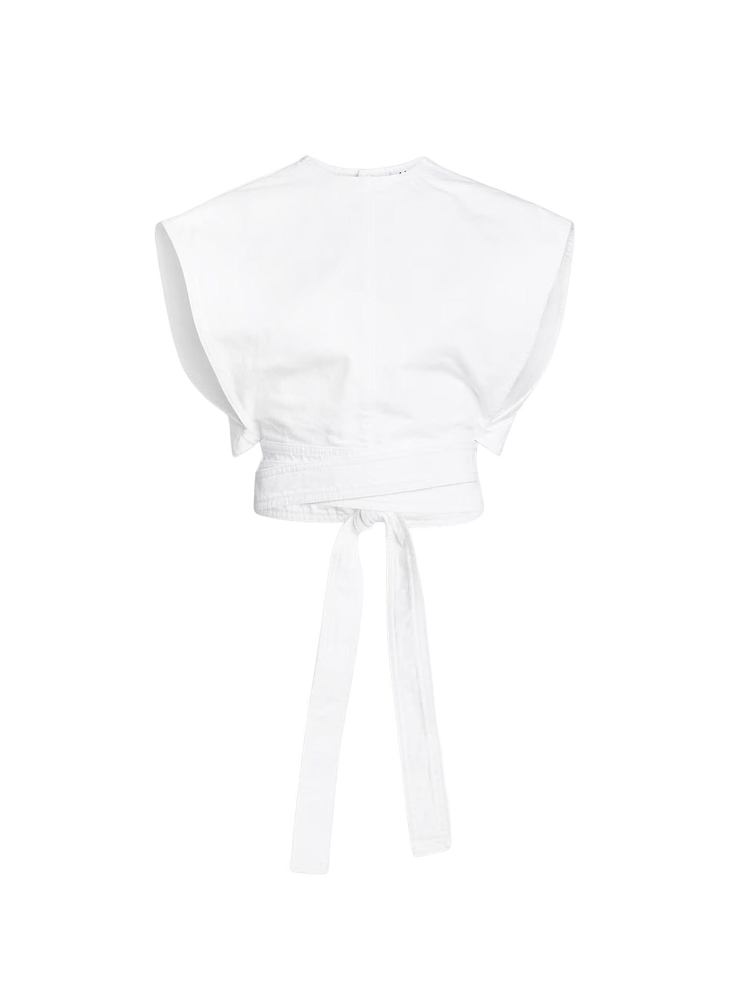 alaia cotton crop fit belted top