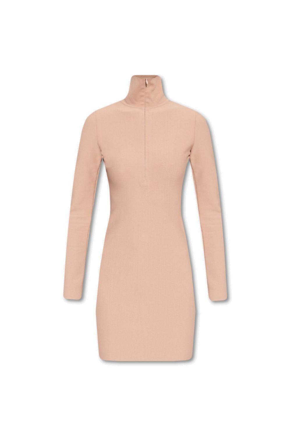 alaia half zipped long-sleeved mini dress