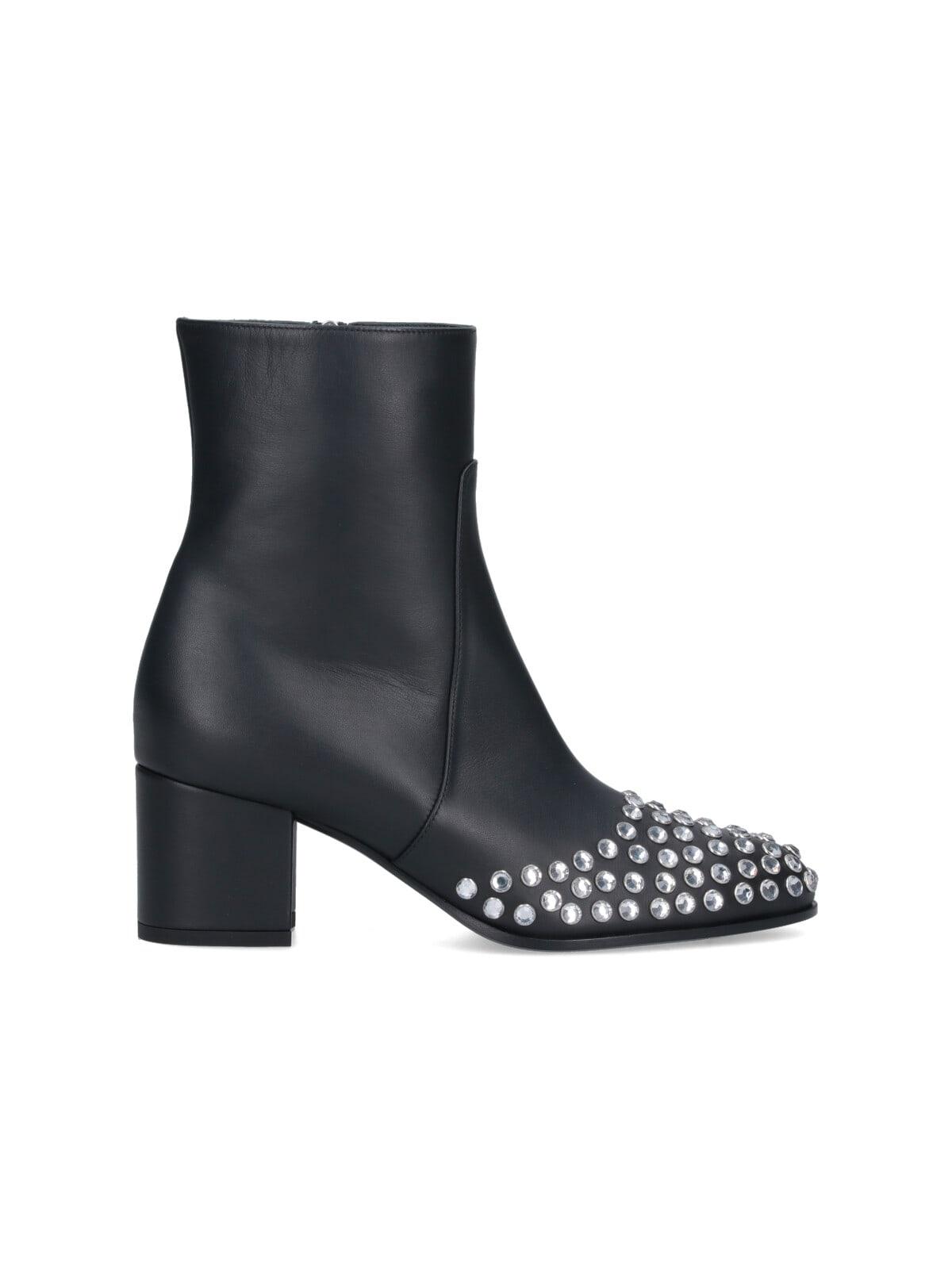 alaia low ankle boots with rhinestones