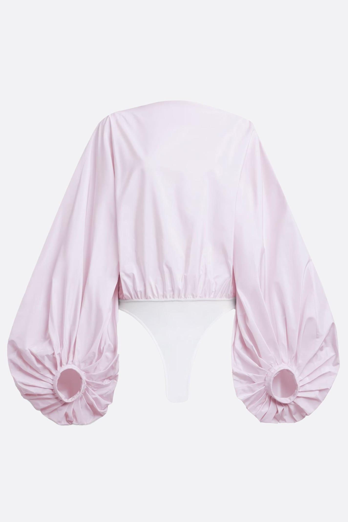 alaia taffet&#x00e0; bodysuit with balloon sleeves