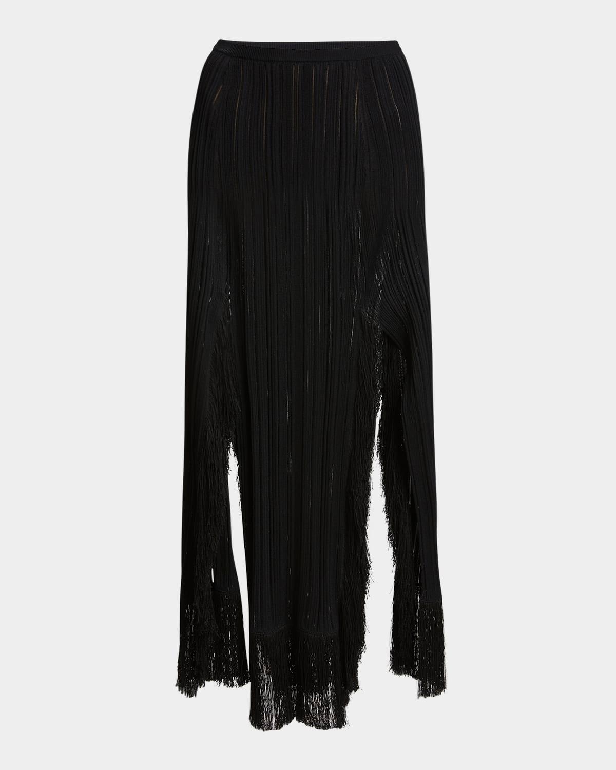 alaina fringe knit slits maxi skirt