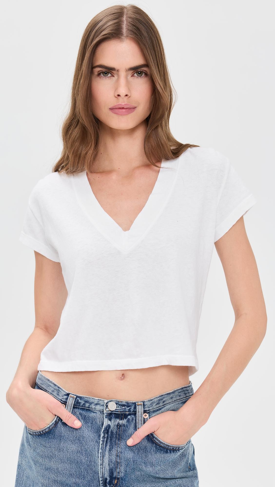 alanis recycled cotton v neck tee
