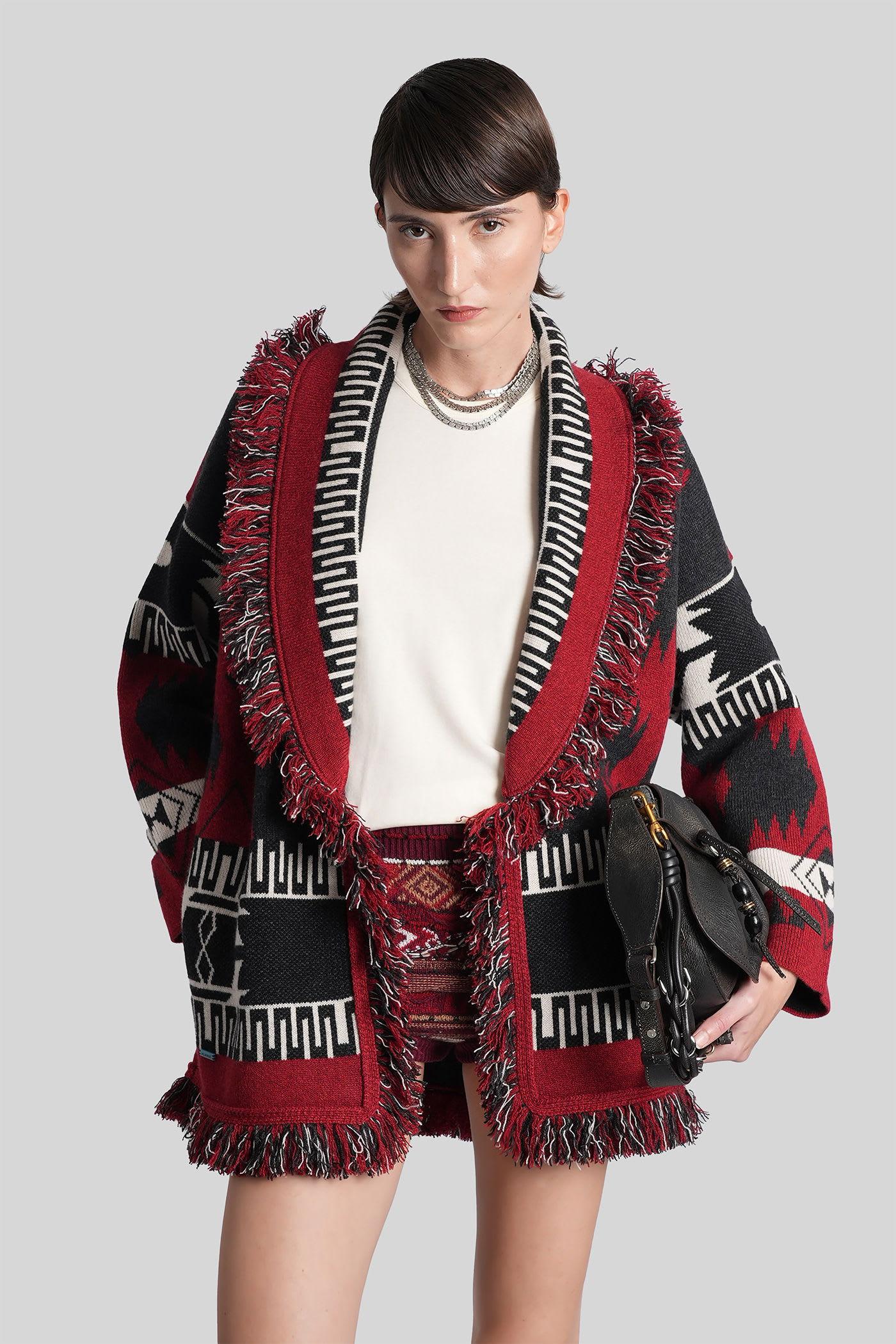 alanui cardigan in red wool