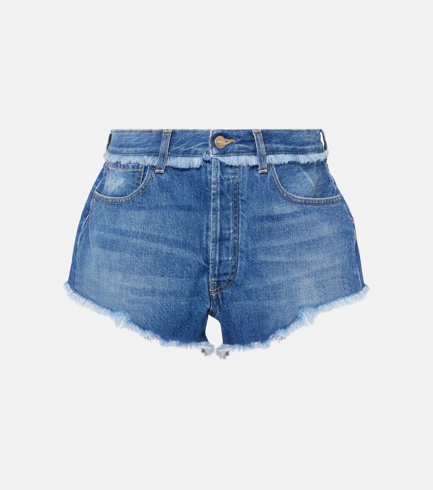 alanui fringed denim shorts
