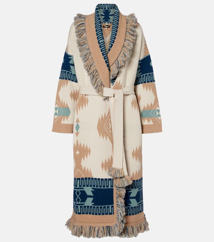 alanui icon jacquard virgin wool cardigan