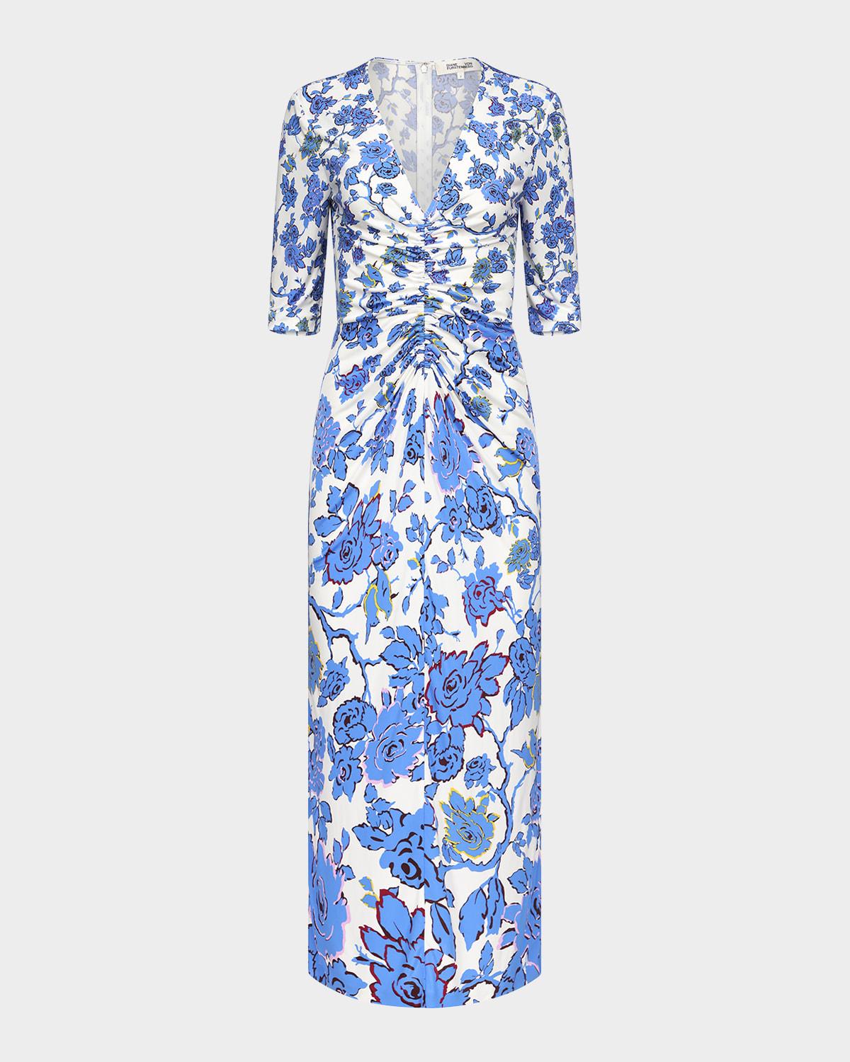 alba ruched floral-print maxi dress