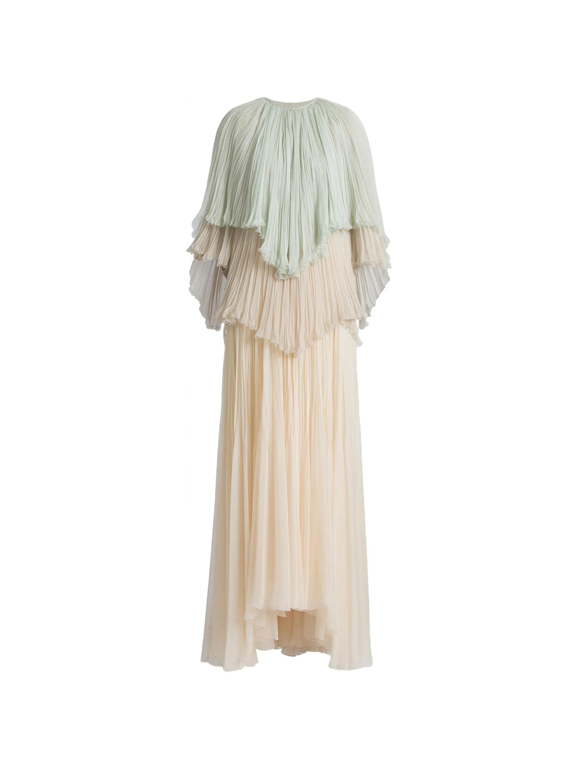 alberta ferretti abito chiffon di seta green - women