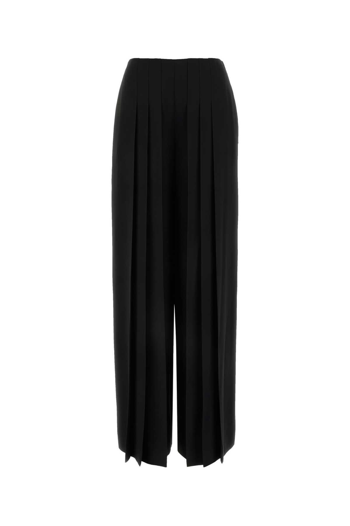 alberta ferretti black crepe wide-leg pant