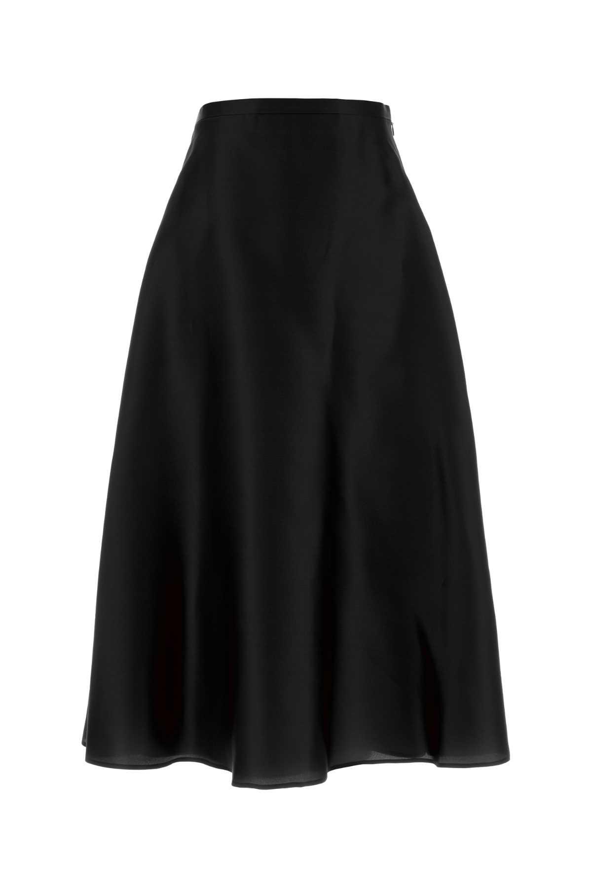 alberta ferretti black silk skirt