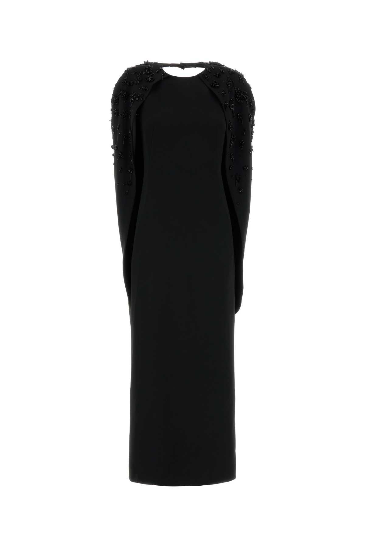 alberta ferretti black stretch crepe long dress