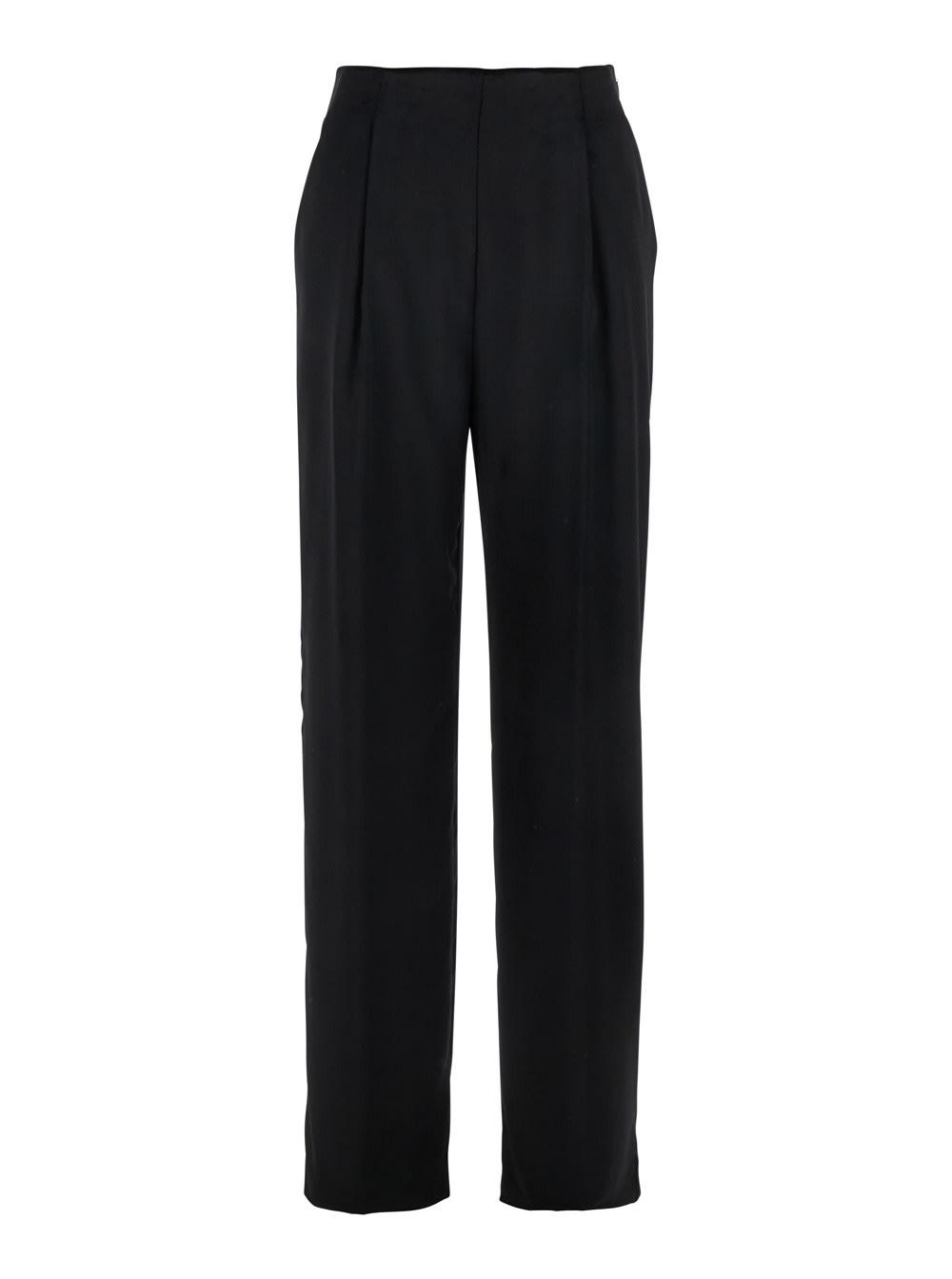 alberta ferretti black trousers with front pleats in velvet woman