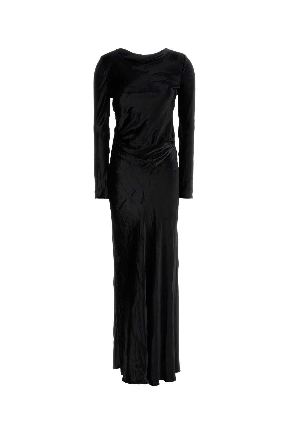 alberta ferretti black velvet long dress