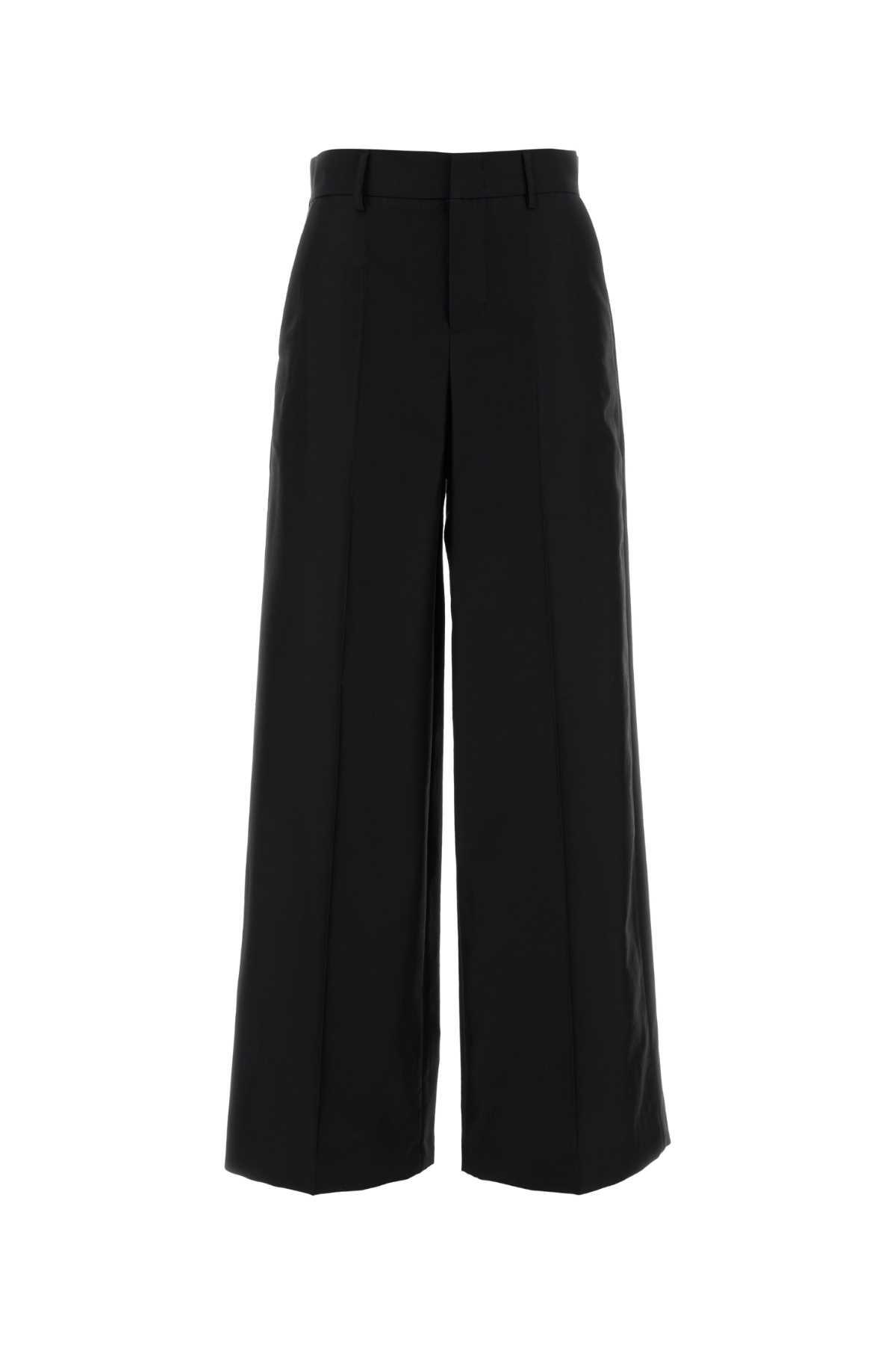 alberta ferretti black wool blend wide-leg pant