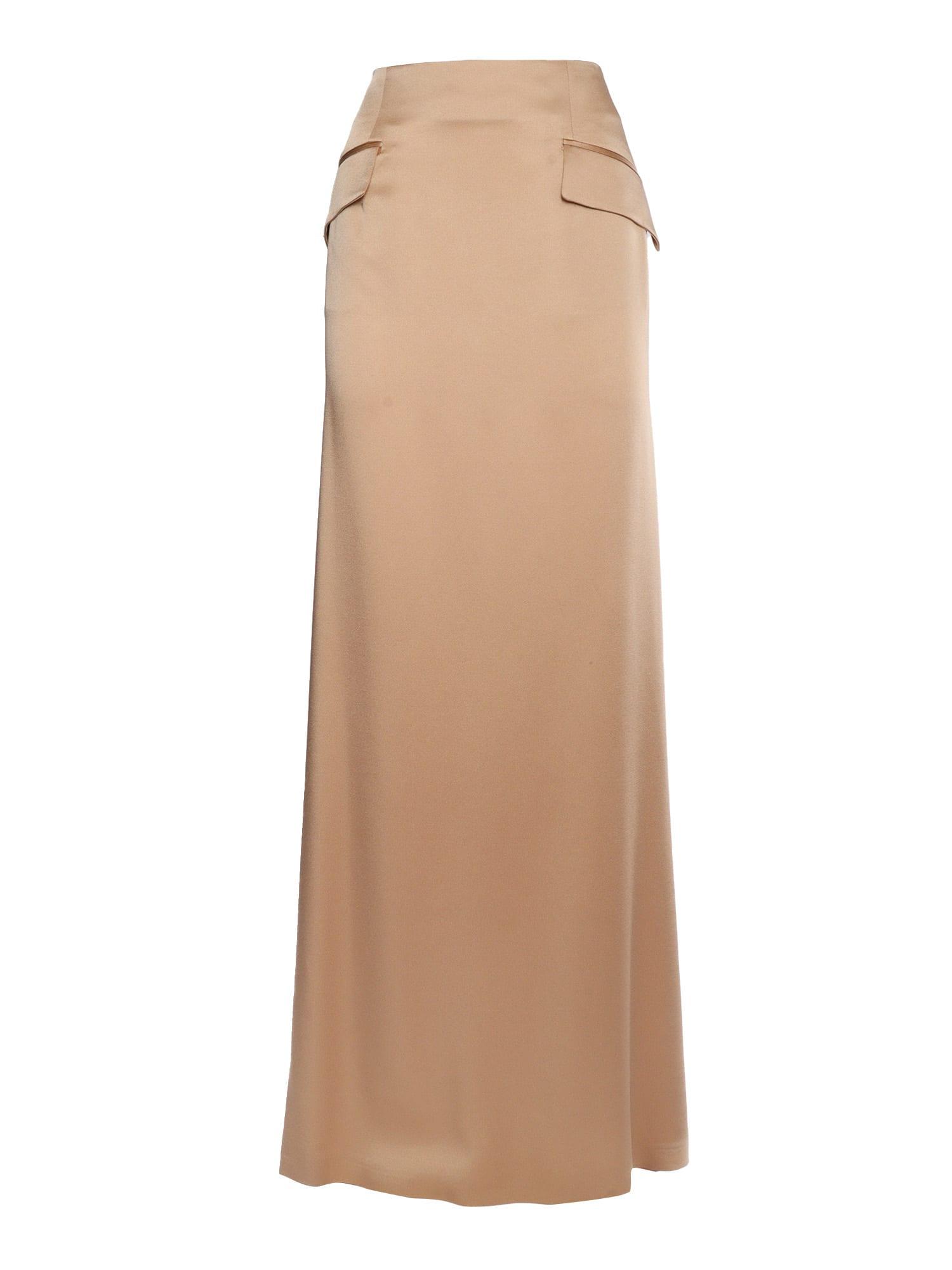 alberta ferretti camel colored long skirt