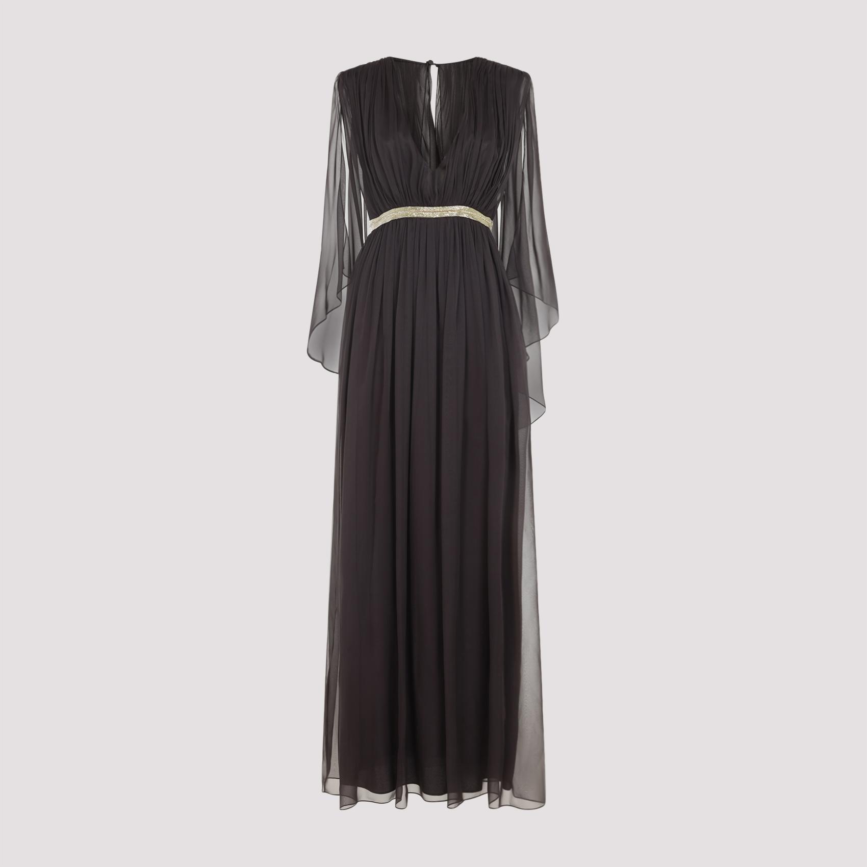 alberta ferretti chiffon long dress brown silk - women