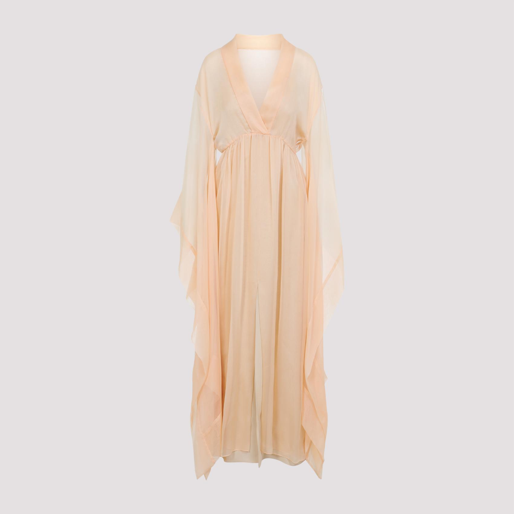 alberta ferretti chiffon long dress nude & neutrals silk - women