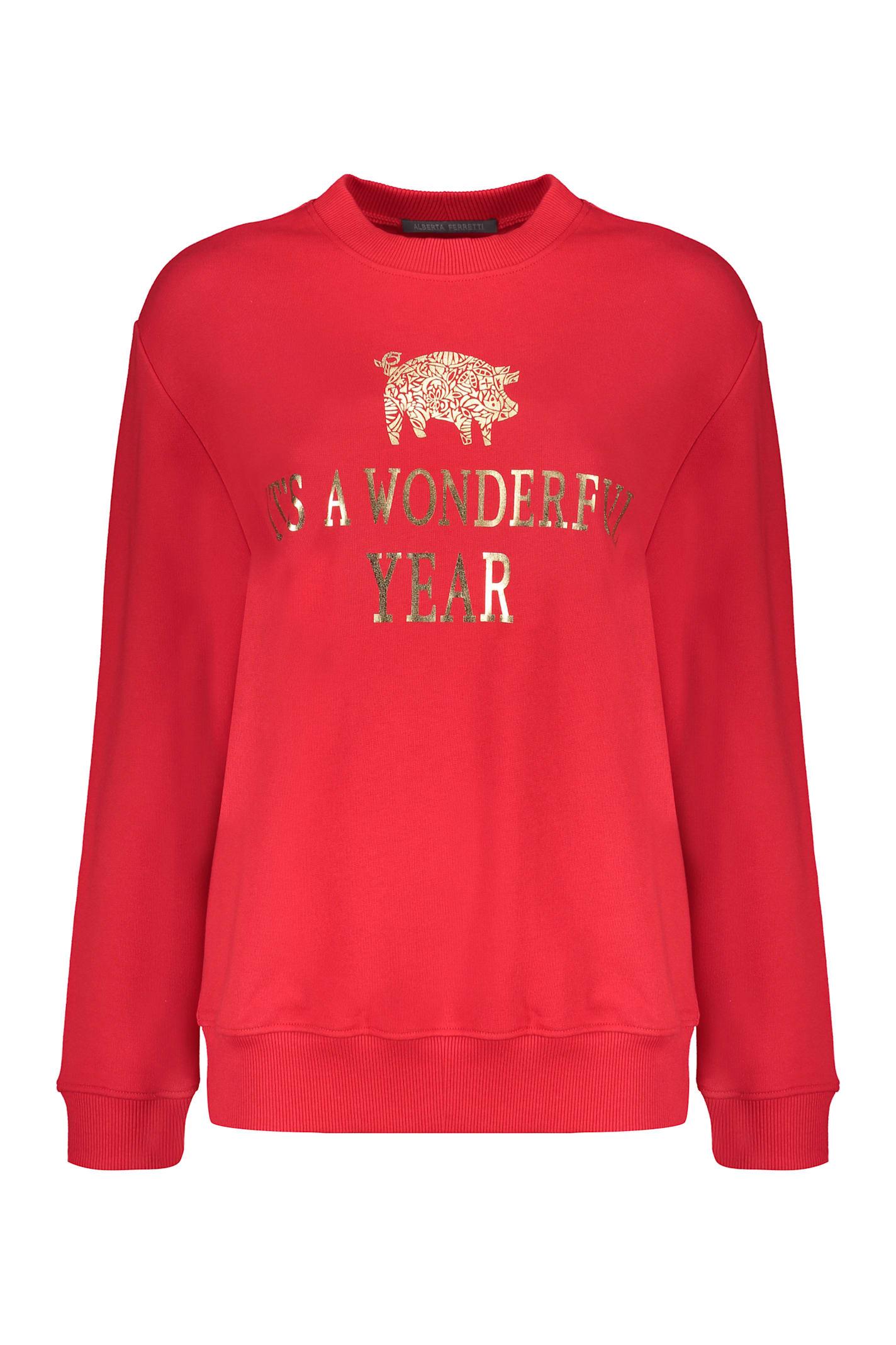 alberta ferretti cotton crew-neck sweatshirt