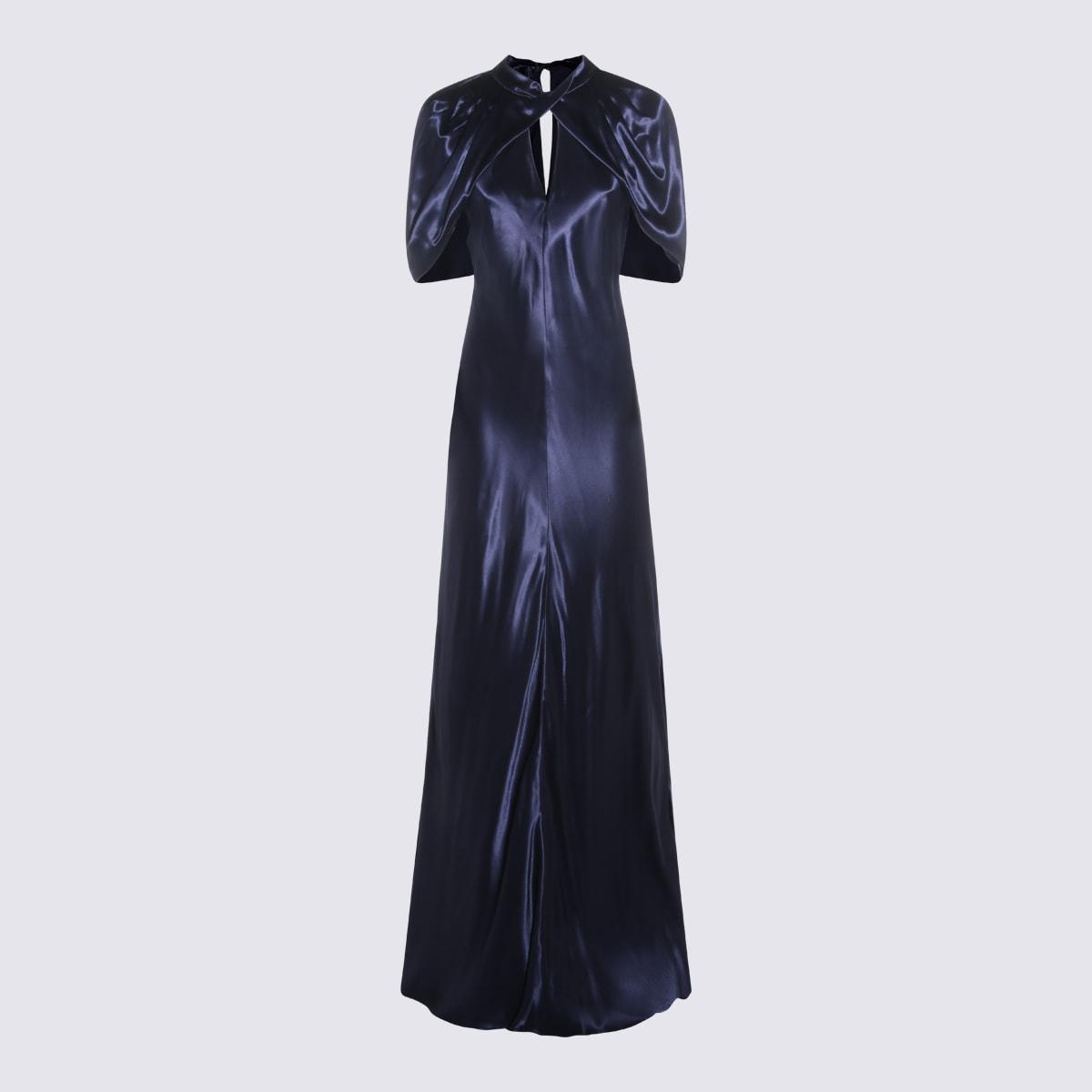 alberta ferretti dark blue maxi dress