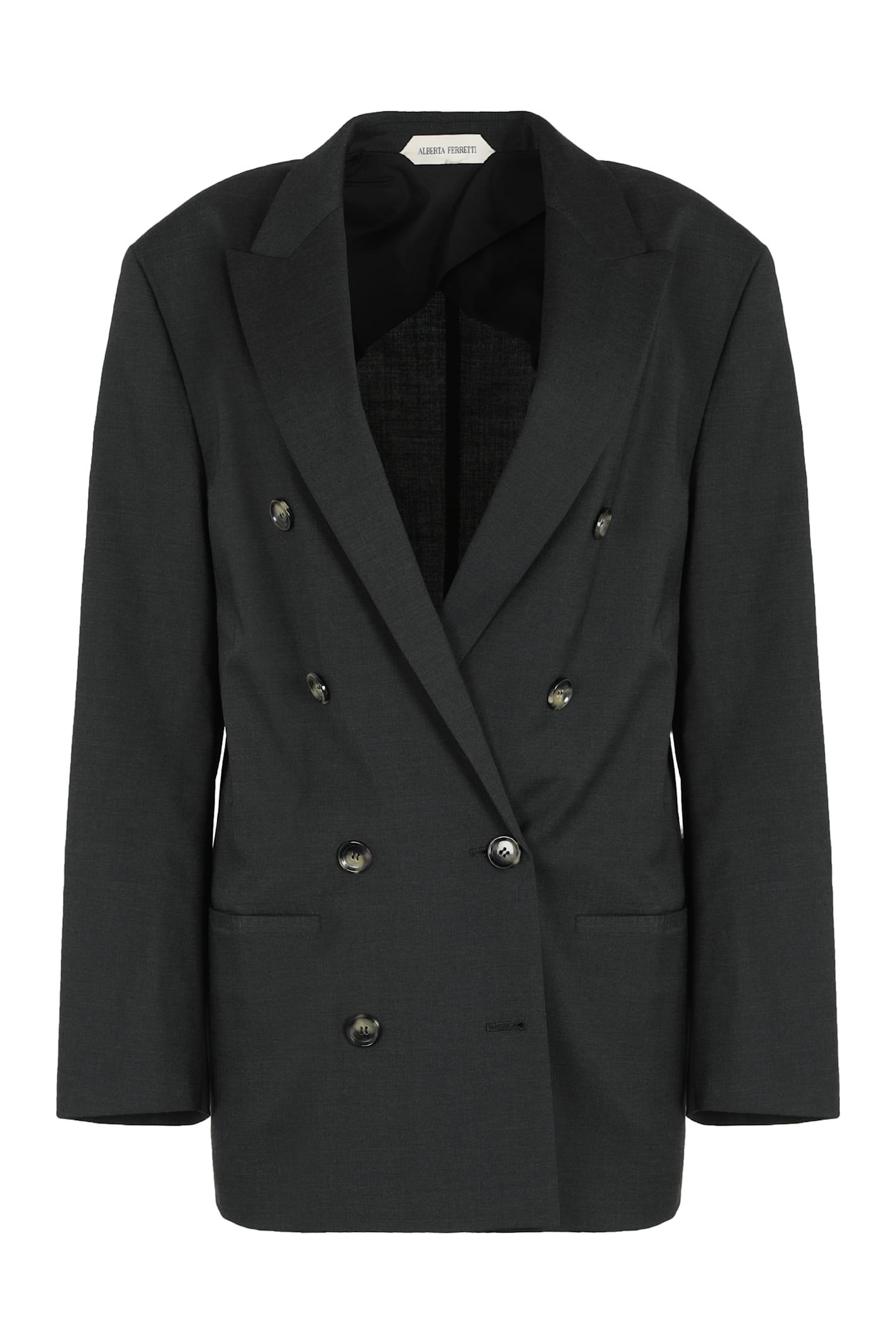 alberta ferretti double-breasted blazer in wool blend