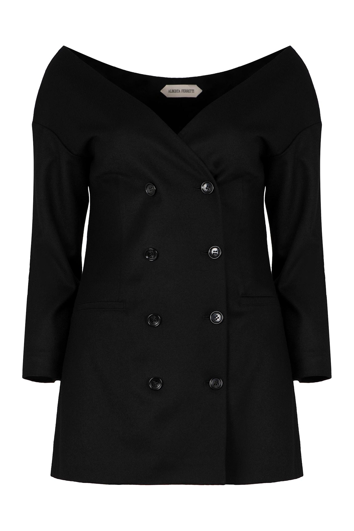 alberta ferretti double-breasted virgin wool jacket