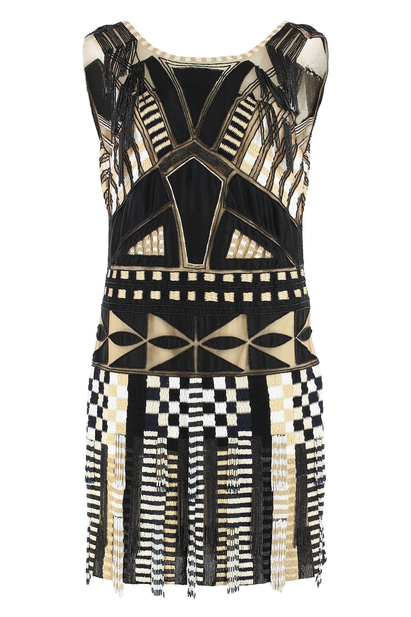 alberta ferretti embroidered mini dress