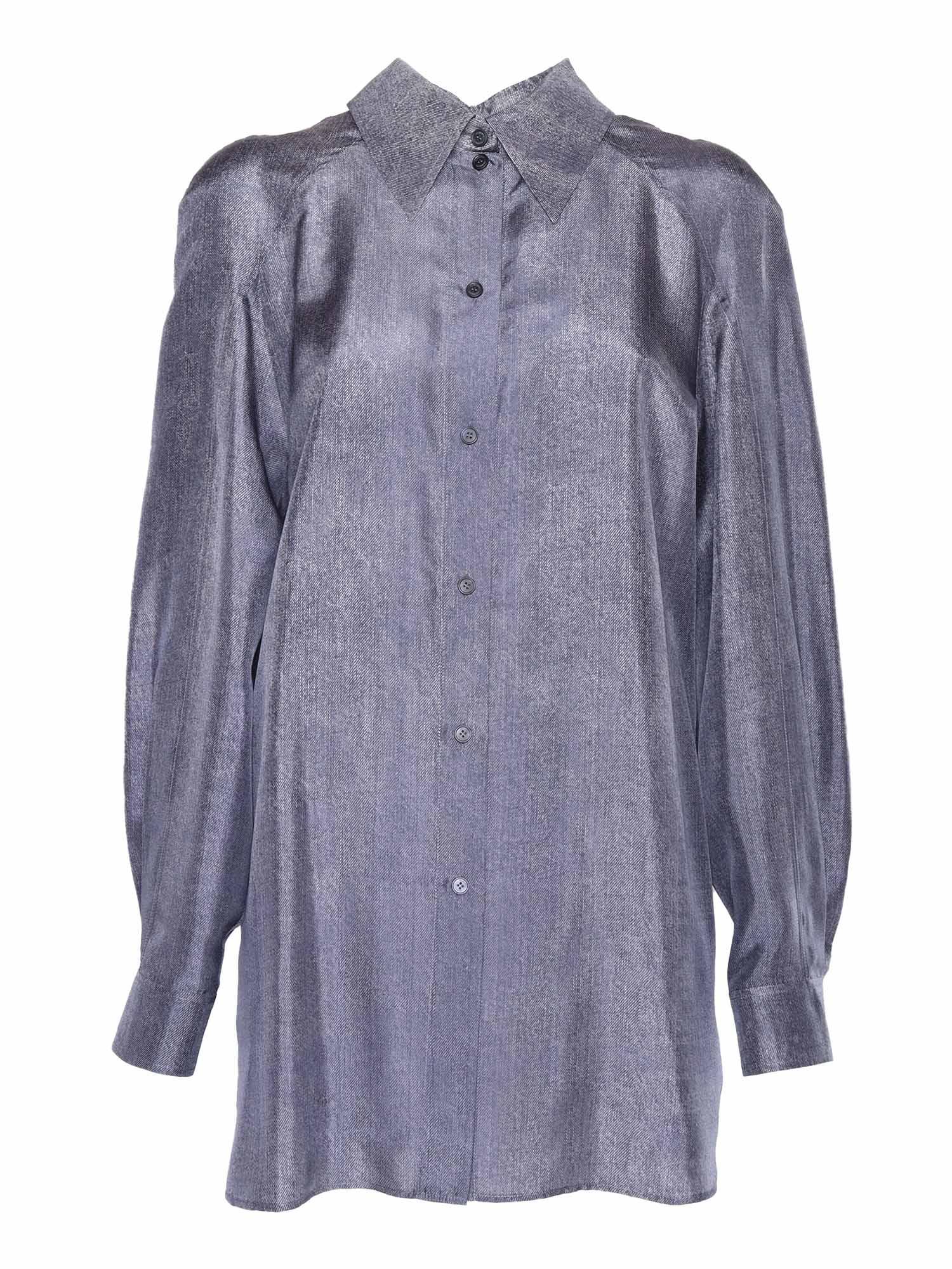 alberta ferretti grey silk shirt