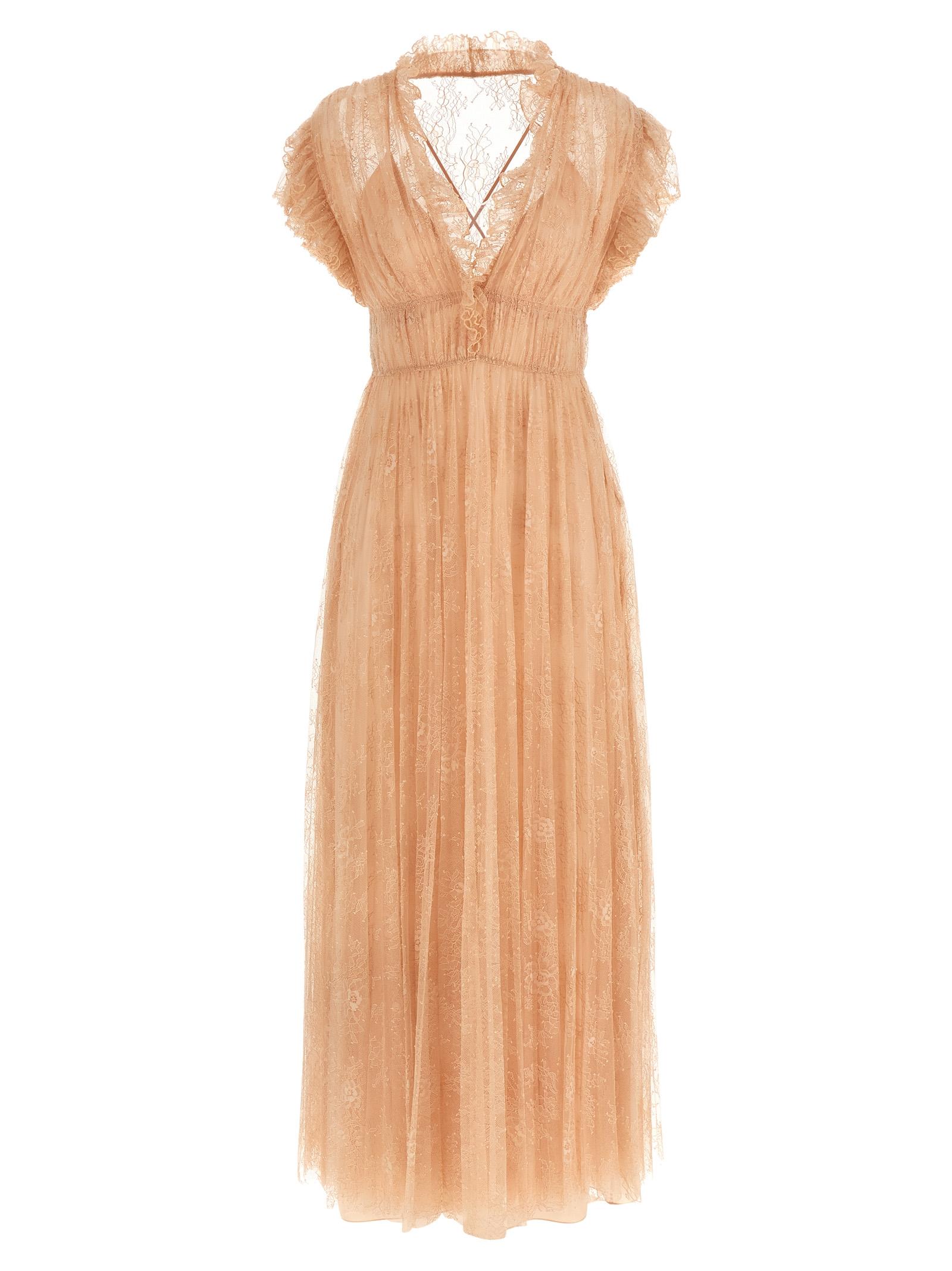 alberta ferretti lace dress pink polyamide - women