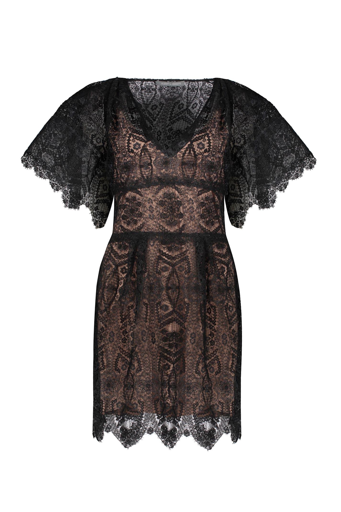 alberta ferretti lace mini dress