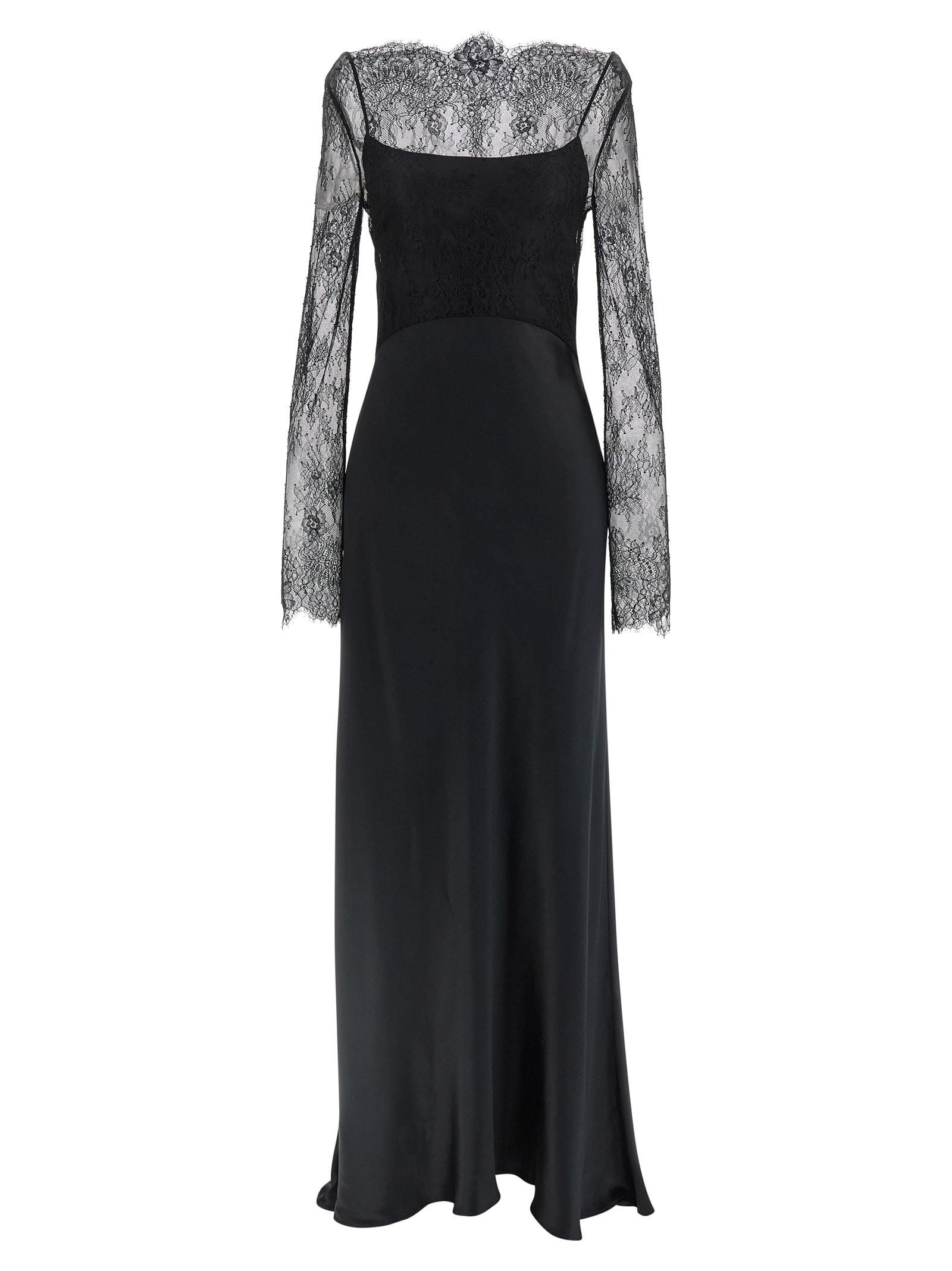 alberta ferretti lace satin dress