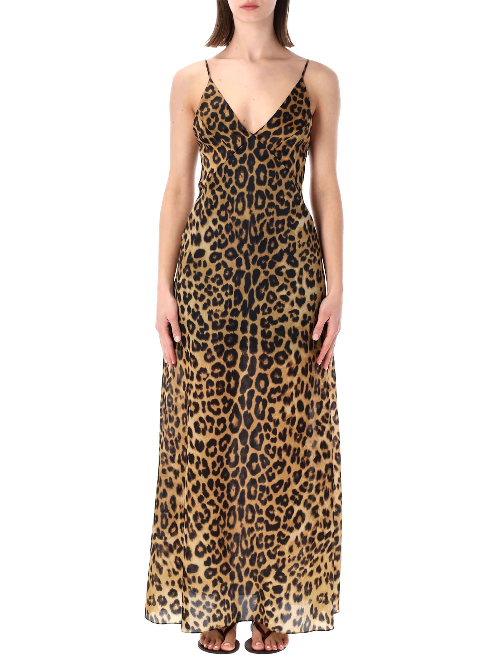 alberta ferretti leopard-print organza maxi dress