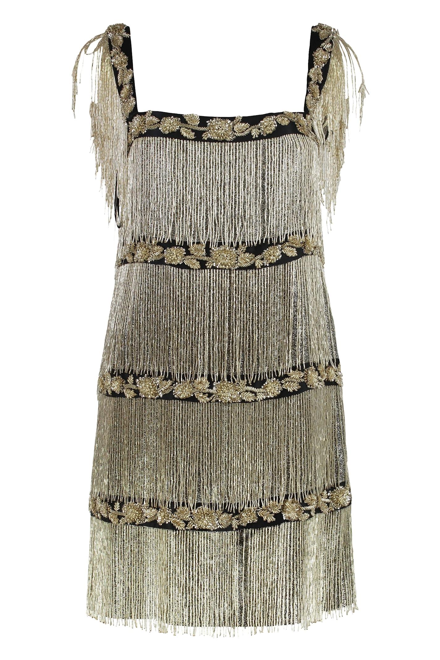 alberta ferretti mini dress with fringes