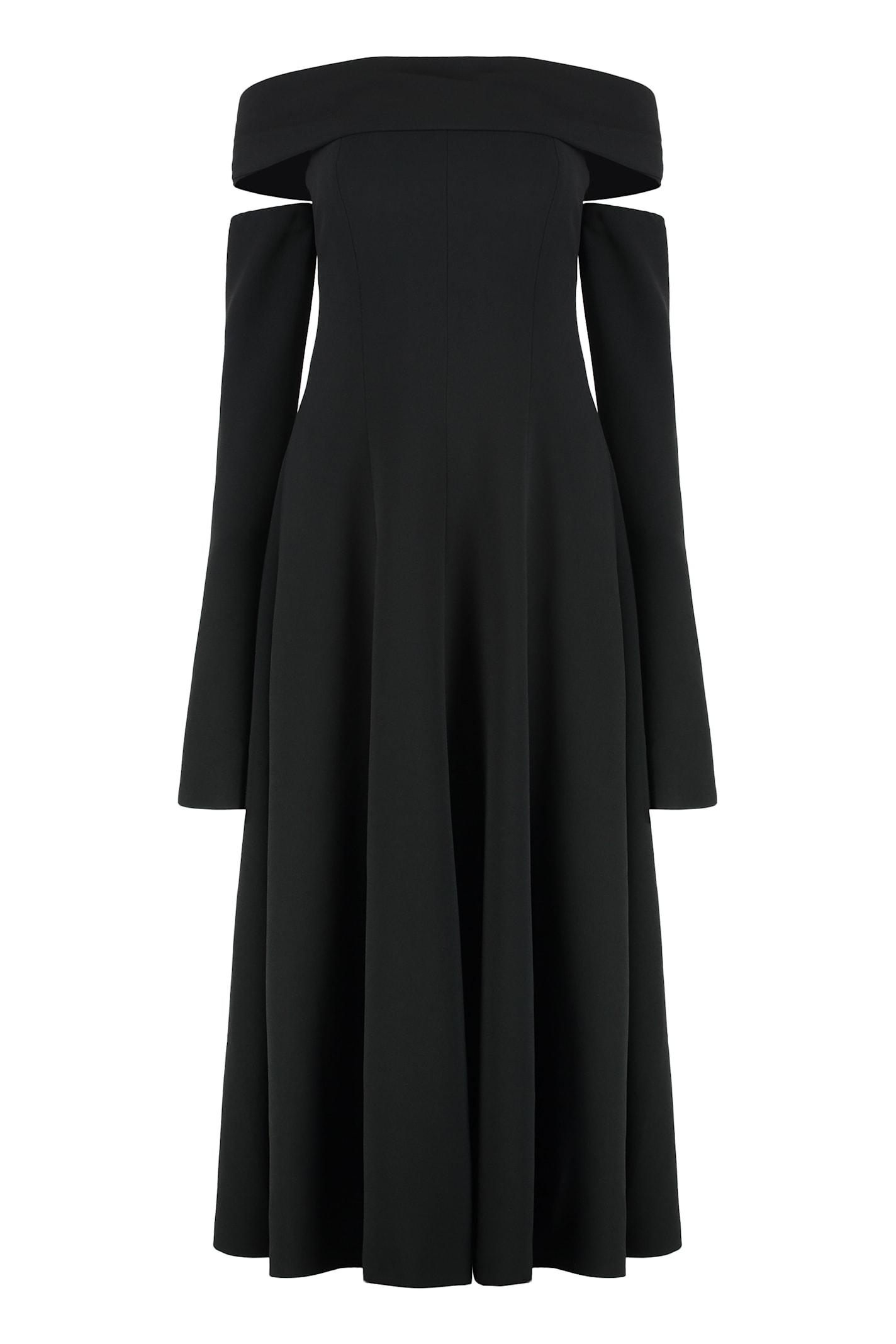 alberta ferretti off-the-shoulder black dress