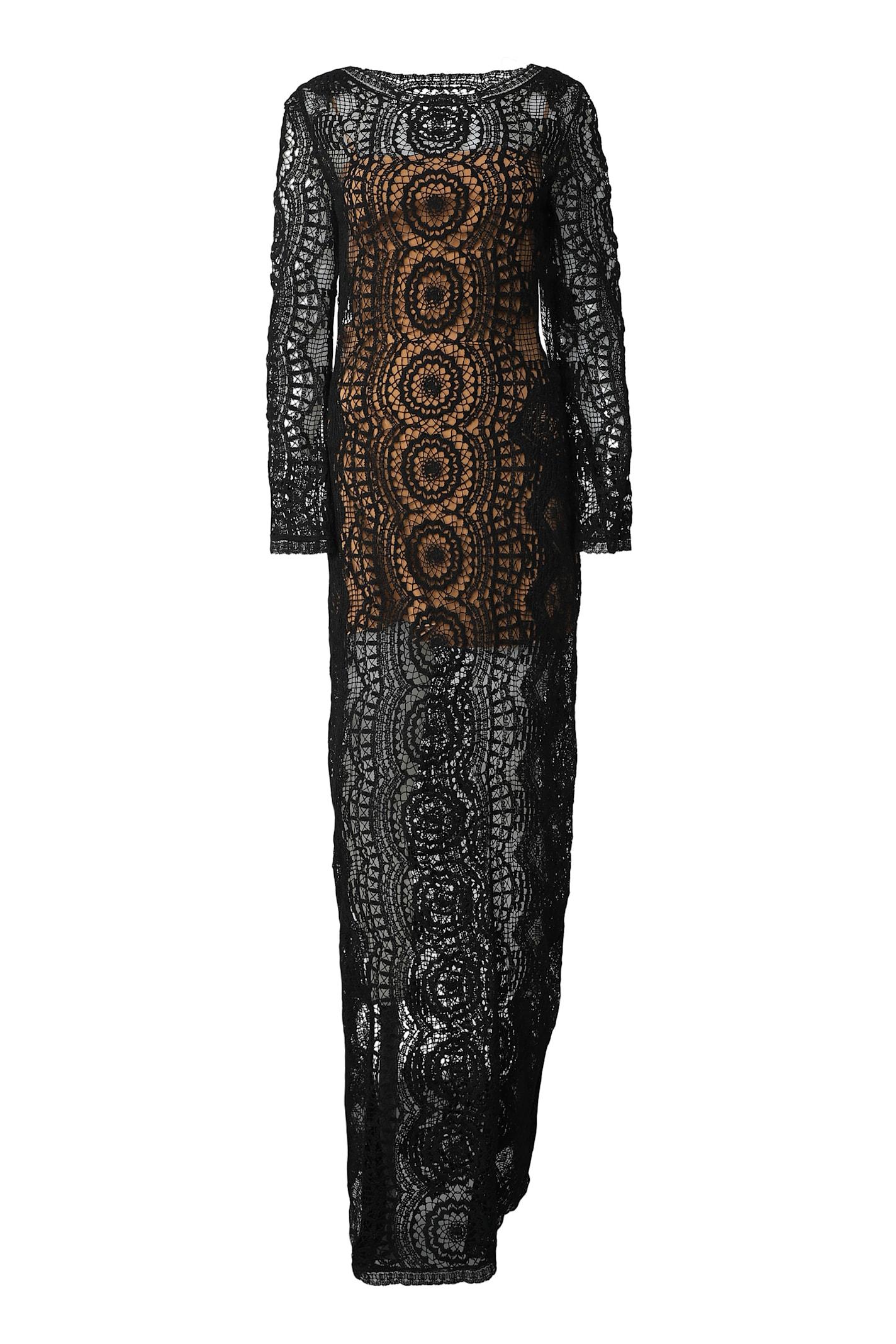 alberta ferretti openwork-knit dress