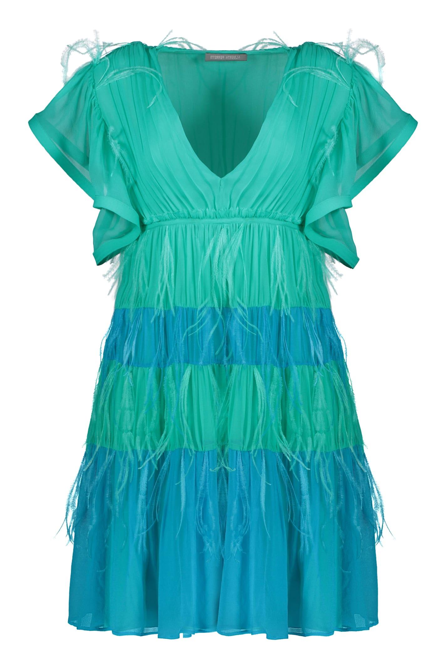 alberta ferretti pleated dress