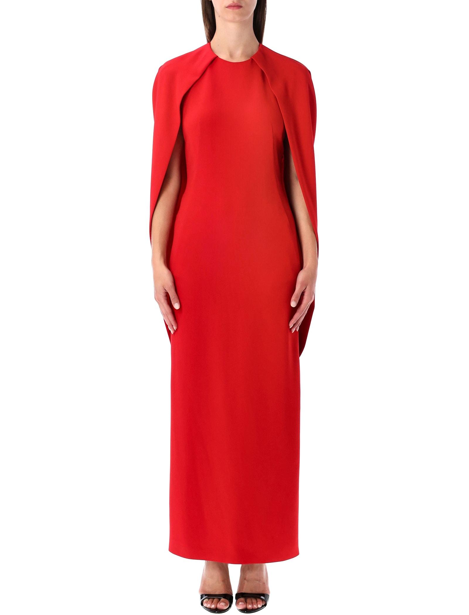alberta ferretti red cape-back evening gown