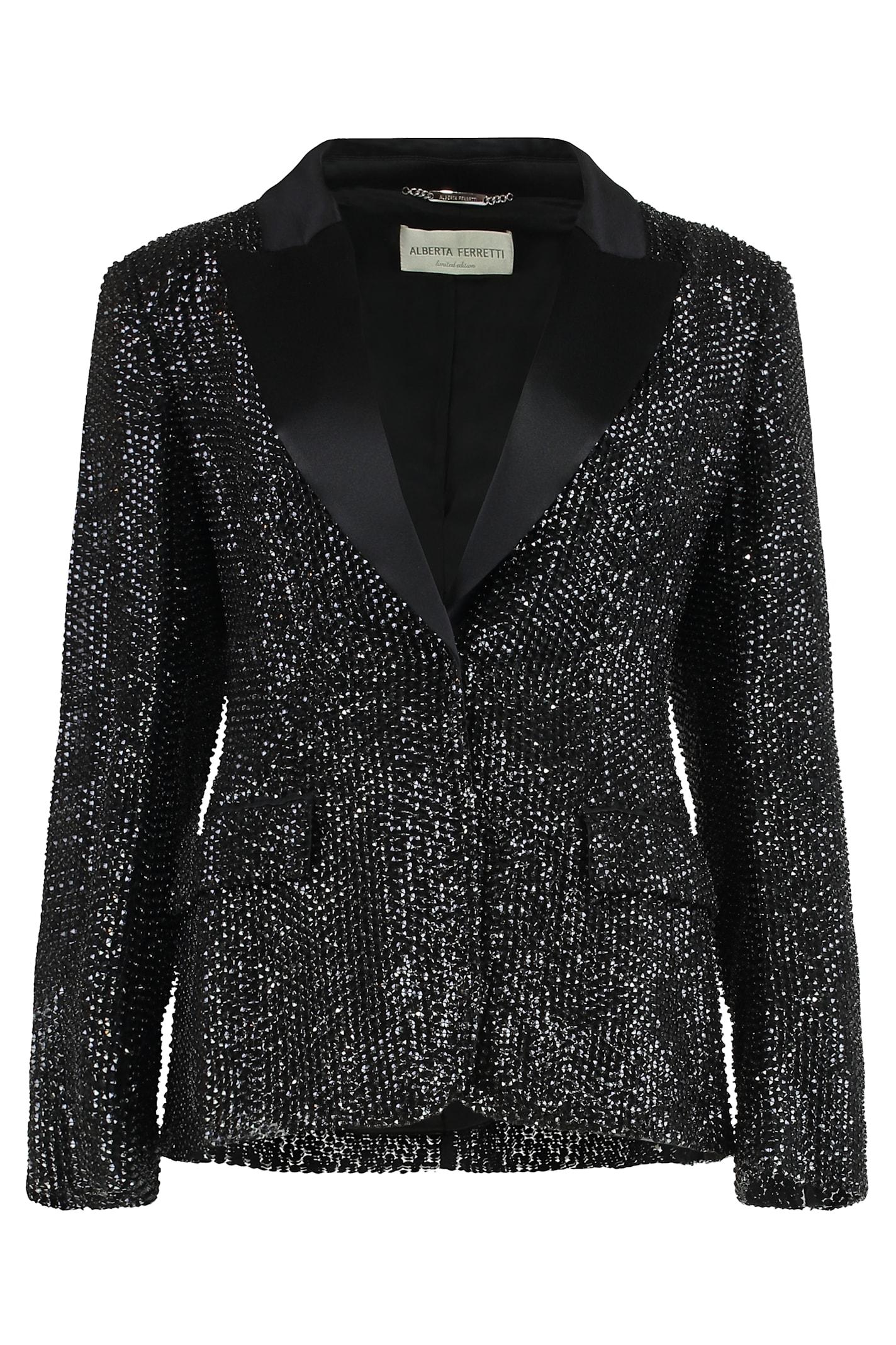 alberta ferretti red jacket with sequins