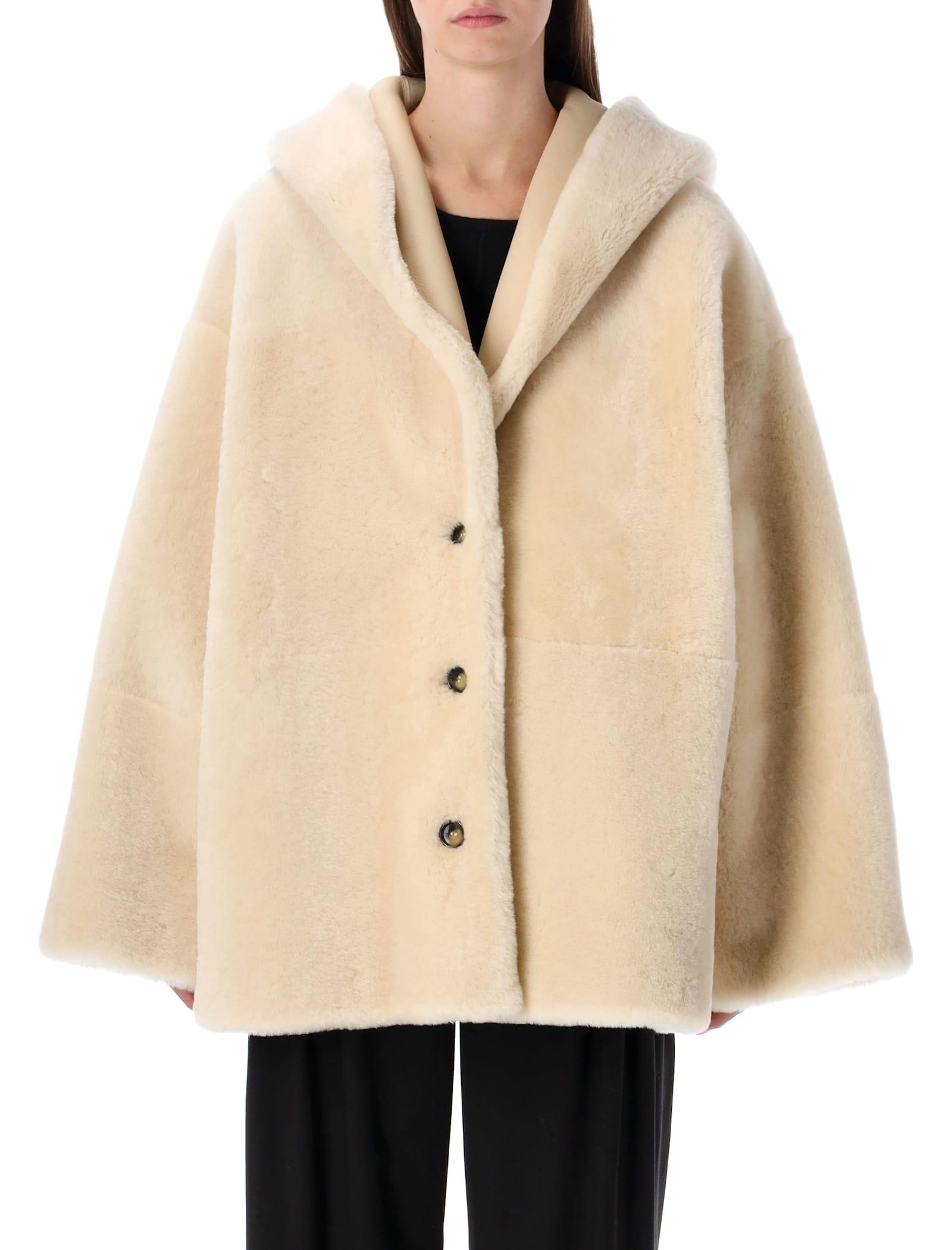 alberta ferretti reversible hooded shearling jacket