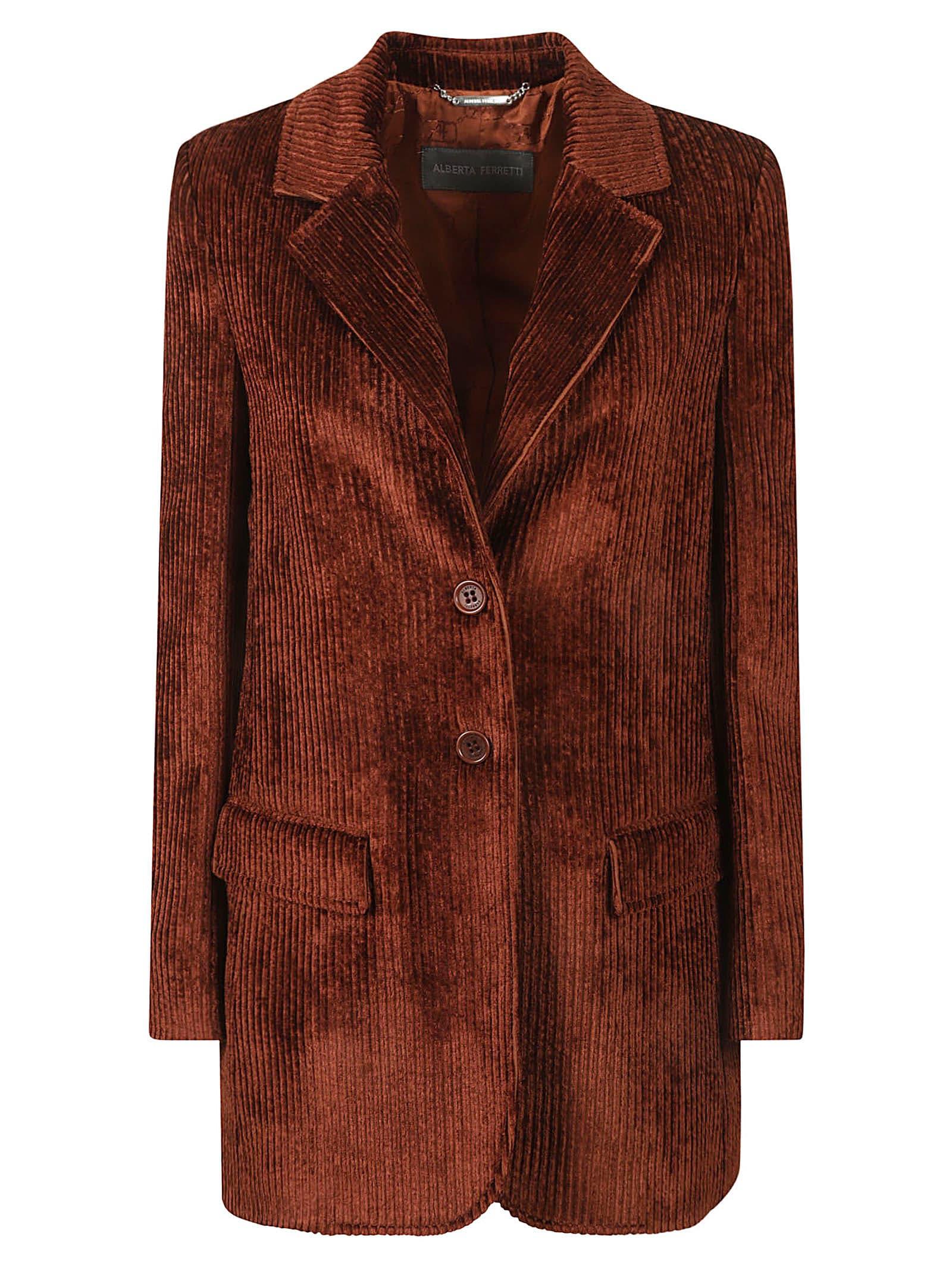 alberta ferretti ribbed two-button blazer