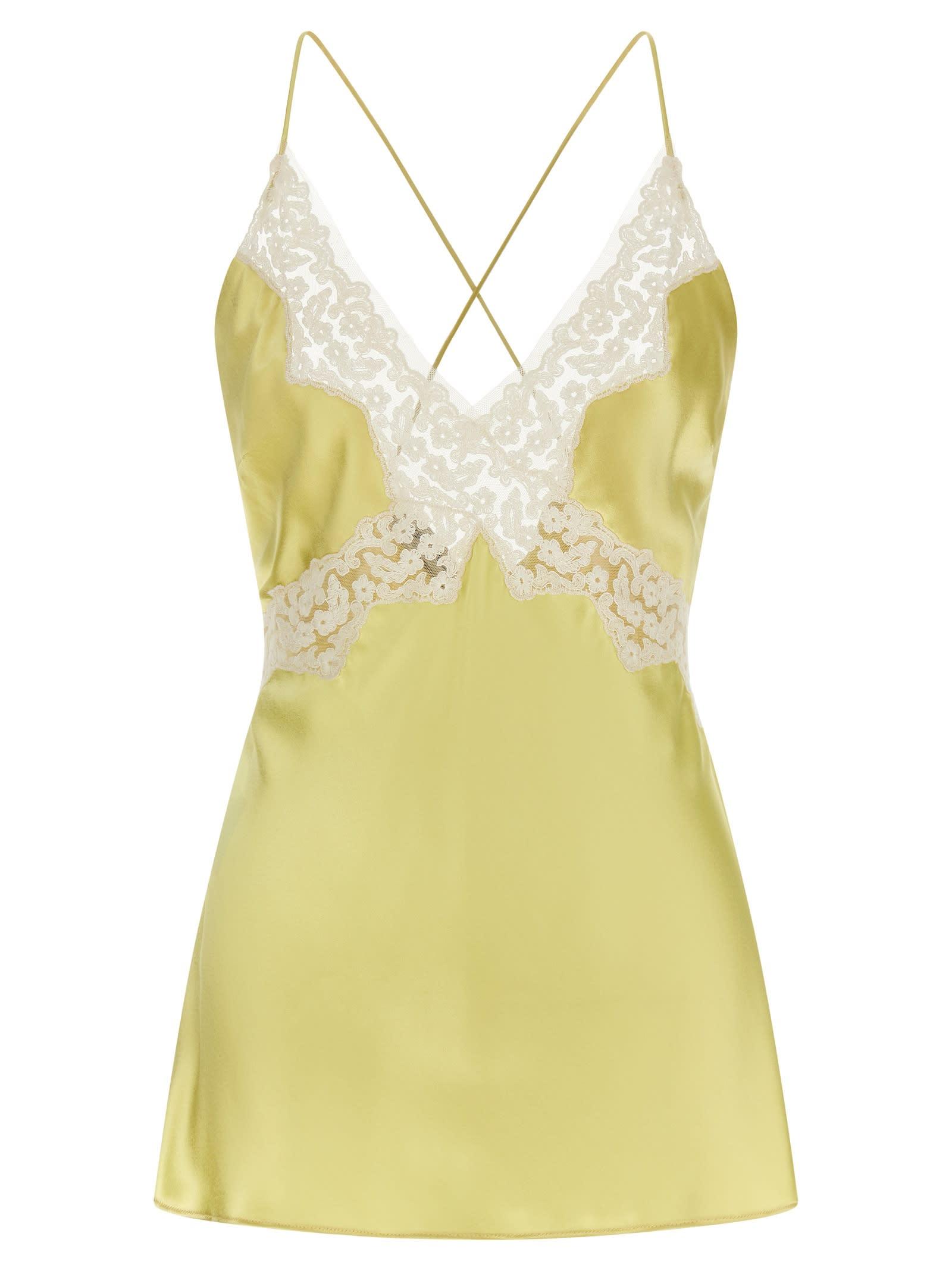 alberta ferretti satin and lace top