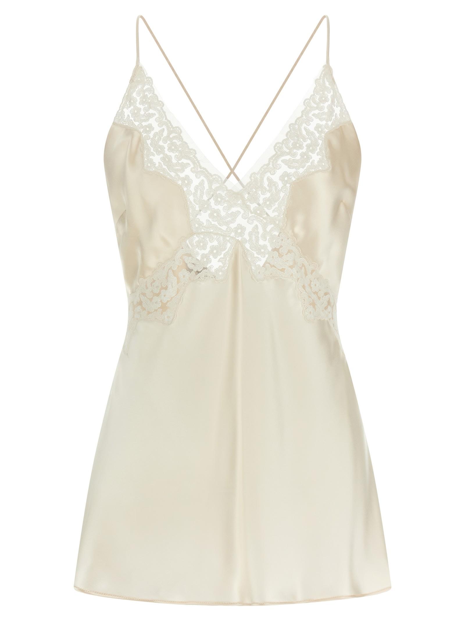 alberta ferretti satin and lace top