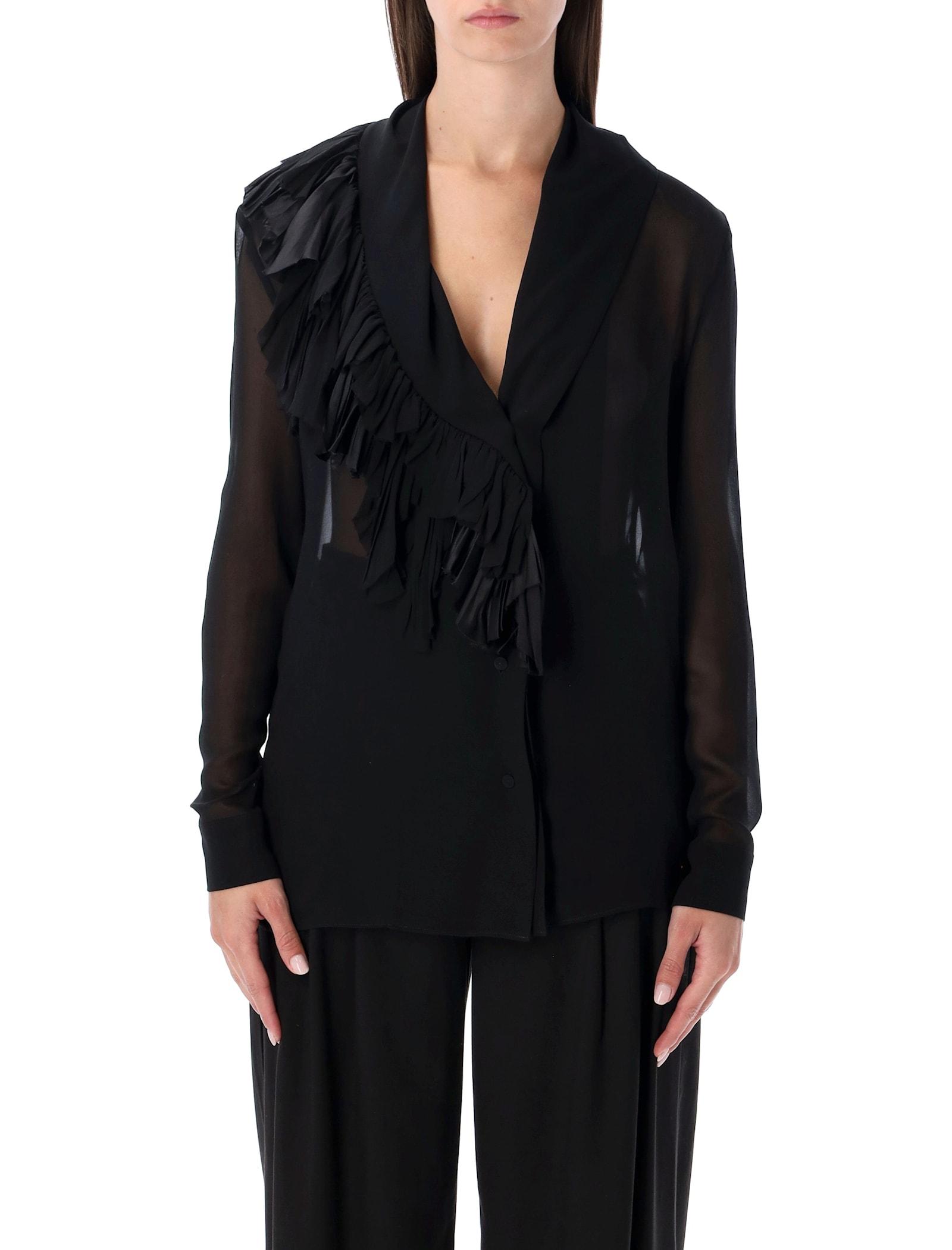 alberta ferretti silk georgette blouse with ruffles