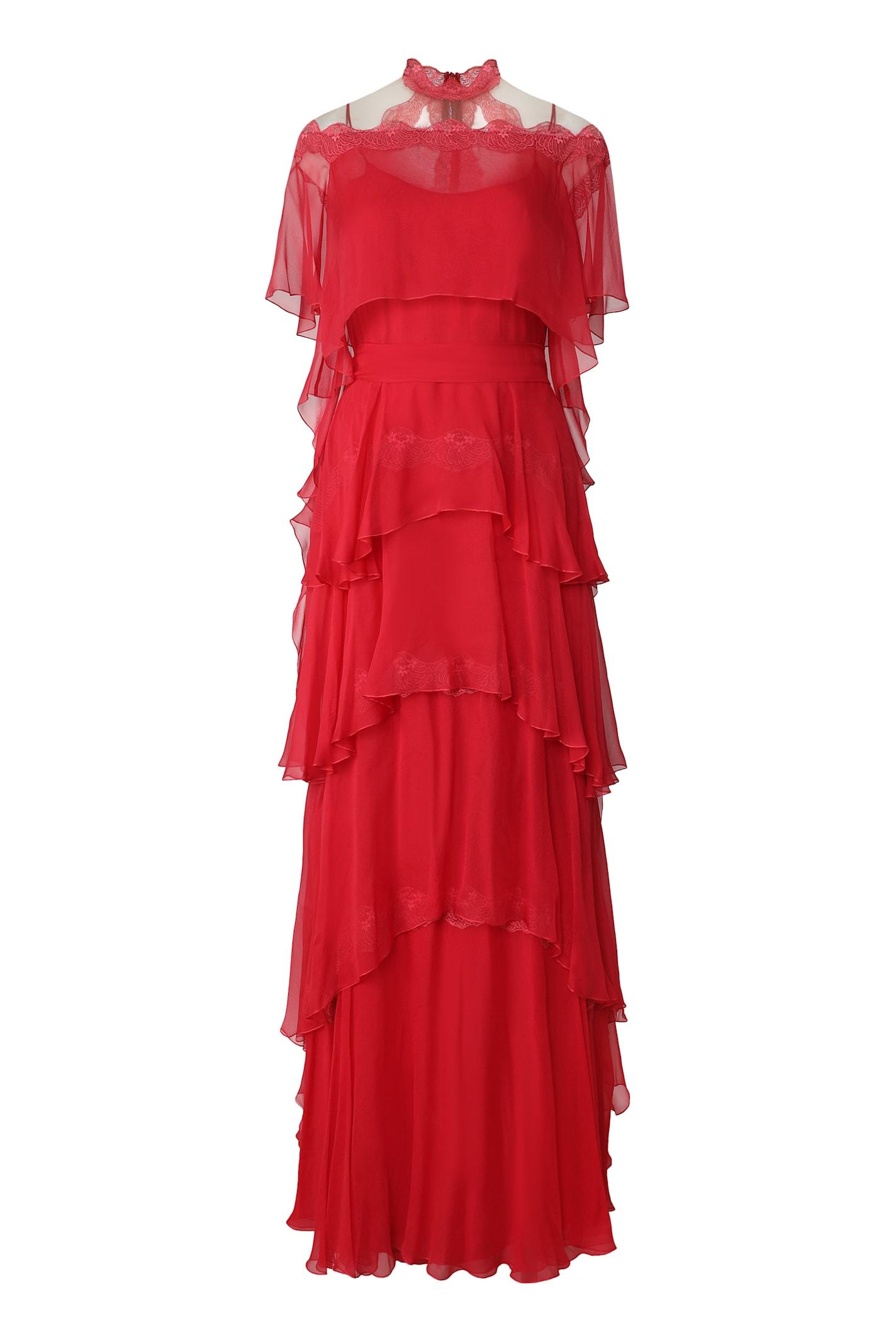 alberta ferretti silk layered dress