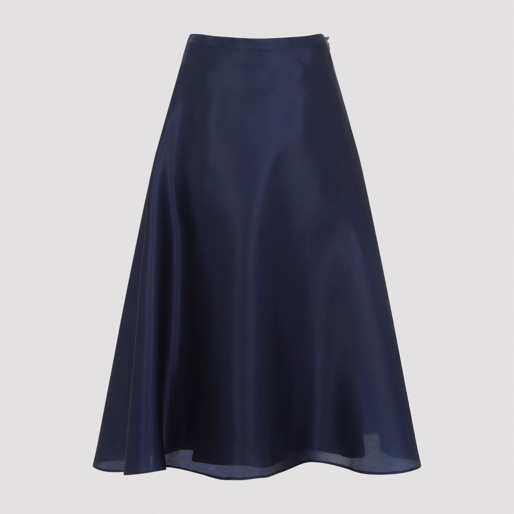 alberta ferretti silk midi skirt blue - women