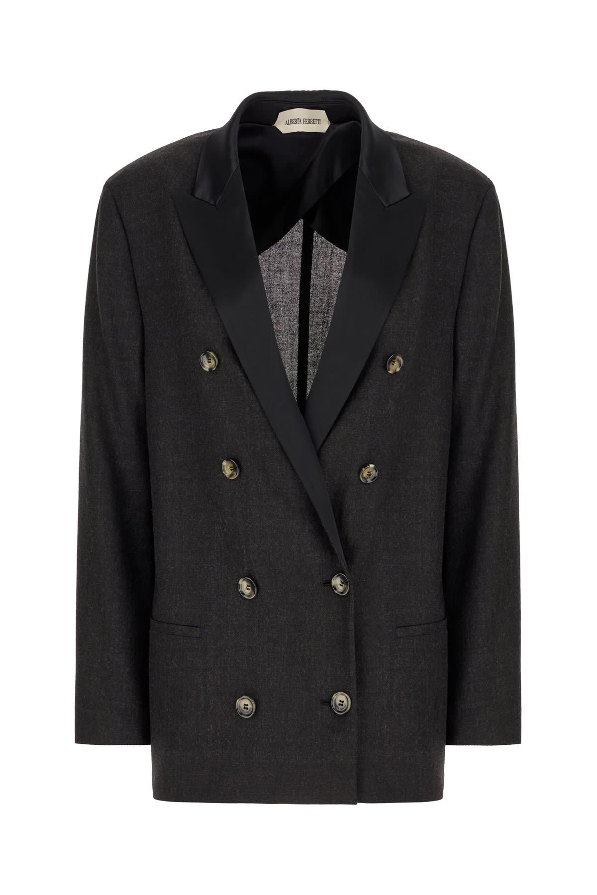 alberta ferretti slate wool blazer