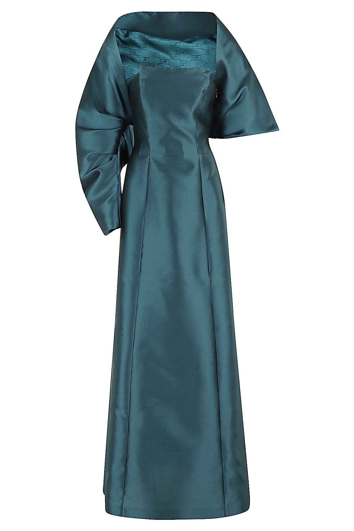 alberta ferretti square-neck a-line long dress