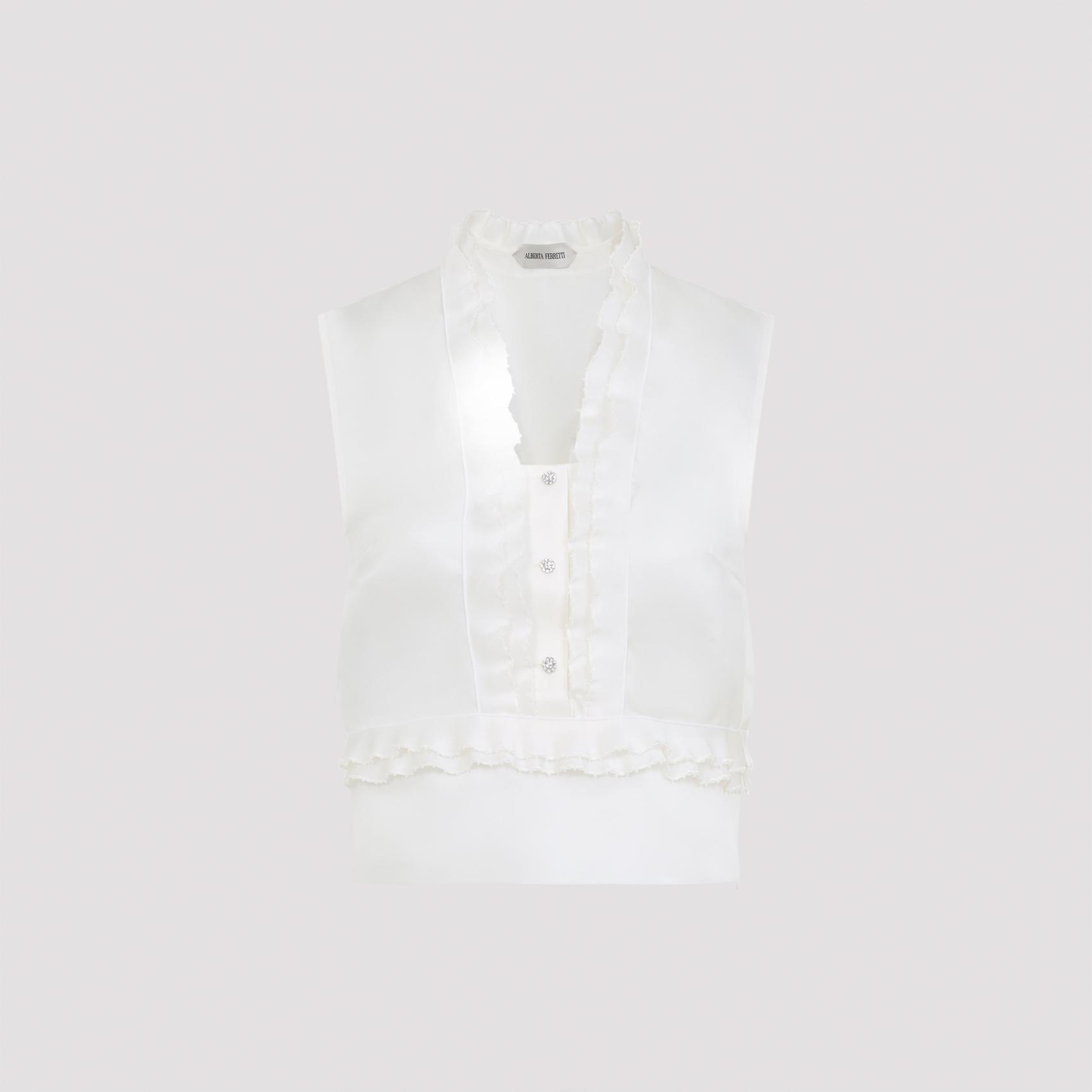 alberta ferretti triple organza top white silk - women